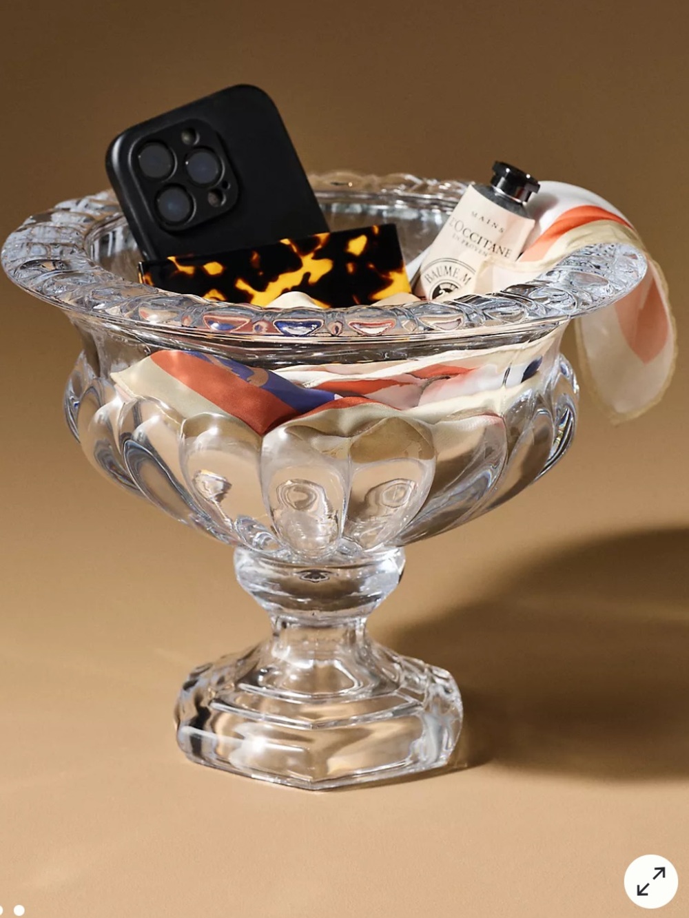 Anthropologie Iris Press Glass Vase Compote - Large